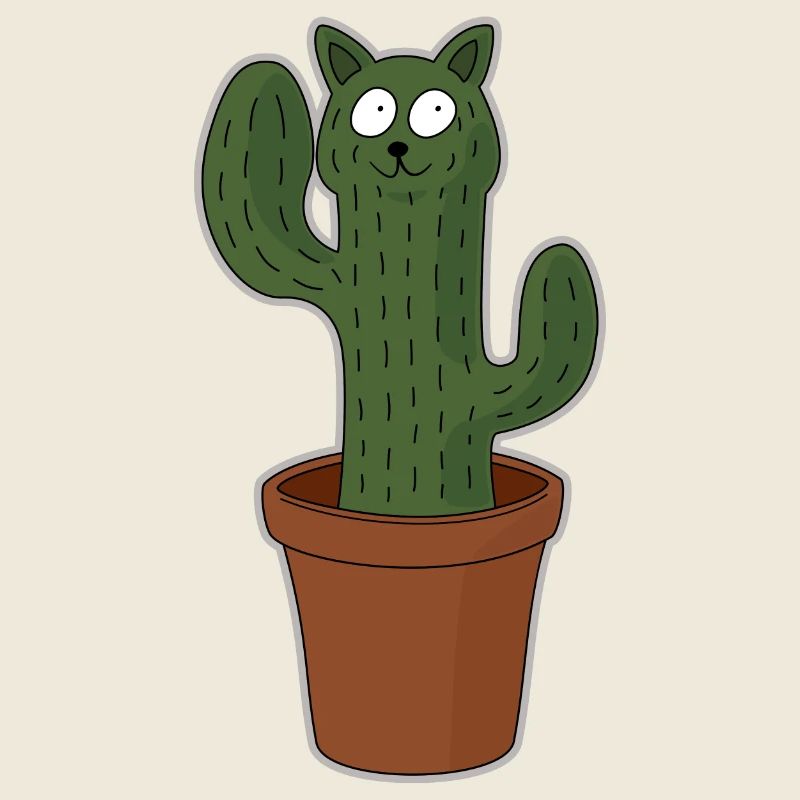 Cat as cactus in flower pot