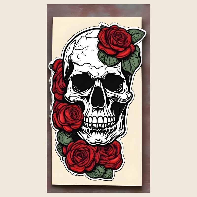 Crâne avec des roses