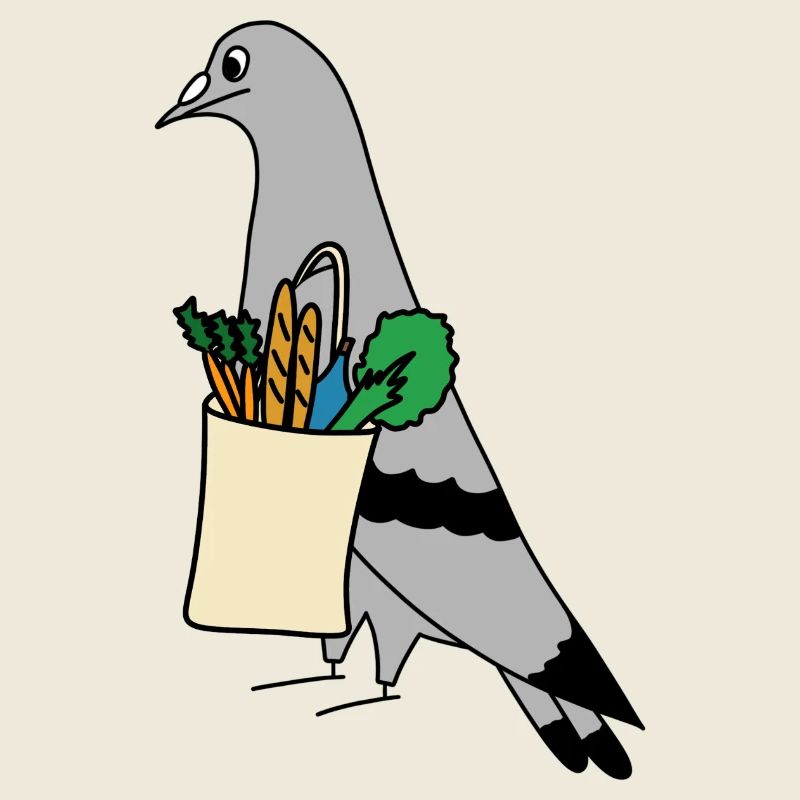 Pigeon Grocery Bag – Urban Minimal Illustration