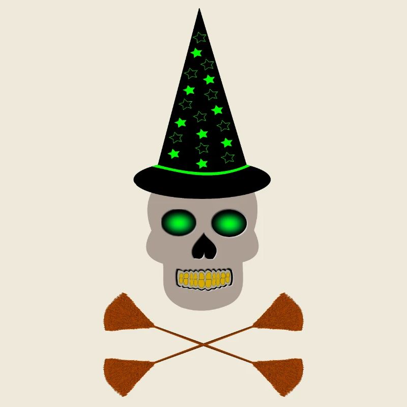 Poisonous Witch Skull and Cross Brooms