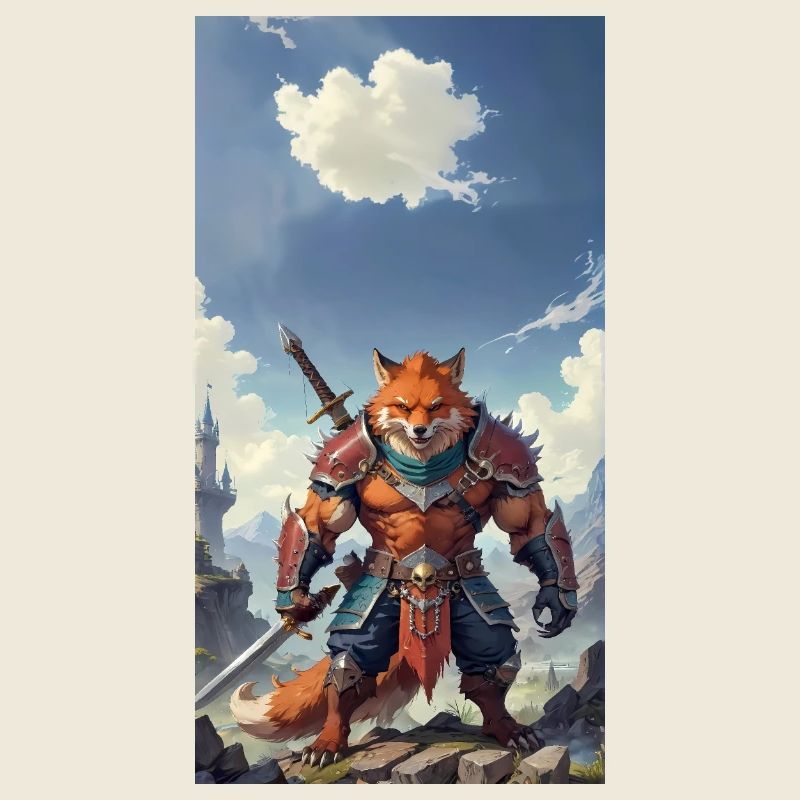 A monstrous behemoth beast a red fox as fantasy