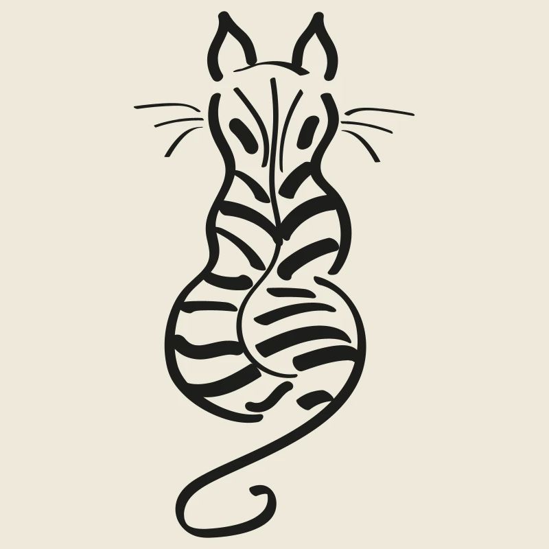 Tigre à rayures arrière de ligne minimaliste Cat