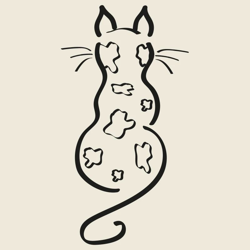Cat Minimalist Line Back Patches Bengal