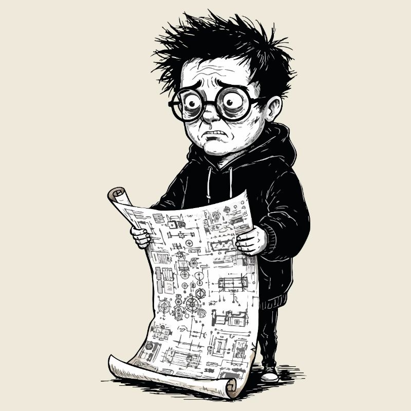 Trauriger Junge, der schwarze Zeitung weiß liest