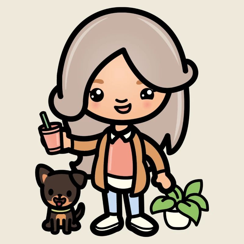 Süßes Toca-Mädchen - Ästhetischer Spielcharakter und Hund