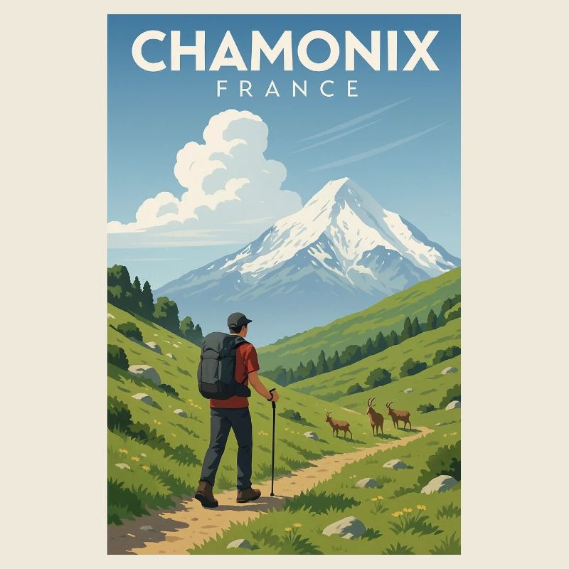 Alpenwanderer vor Mont Blanc