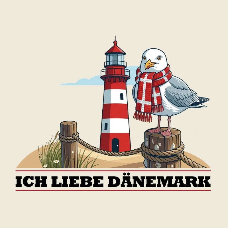 Leuchtturm Möwe mit Schal