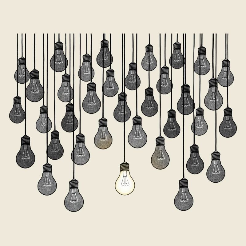 Grey bulb array with unique brightness