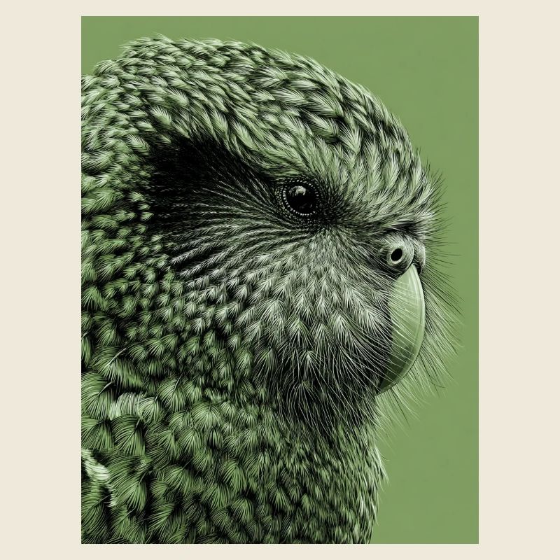 Illustration Kakapo en vert