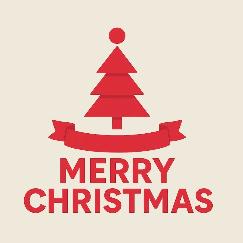 Sapin de Noël rouge avec ruban