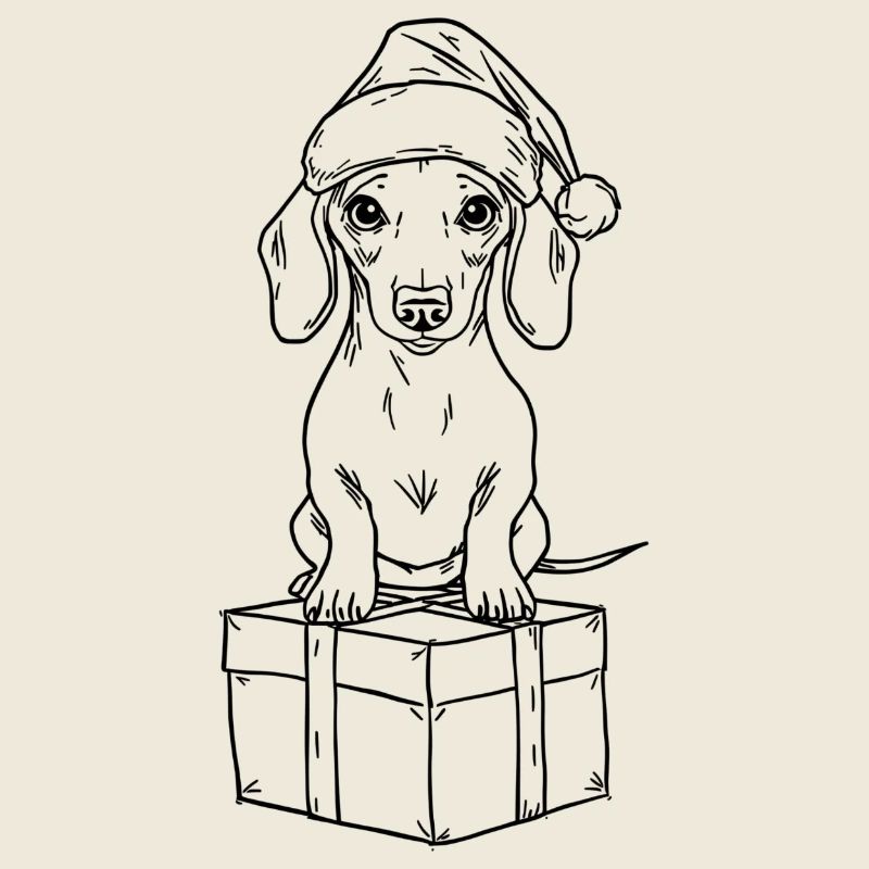 Dackel auf Geschenk – Süßes Xmas Design