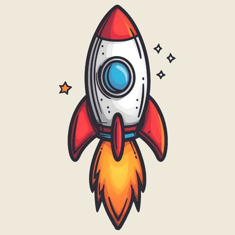 Dessin animé fusée feu vol