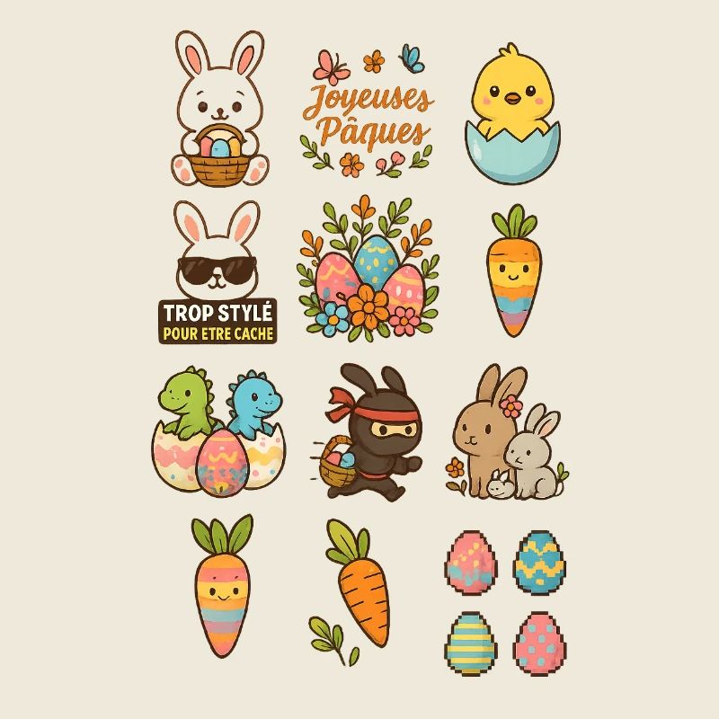 Ensemble d'illustration sur le thème de Pâques