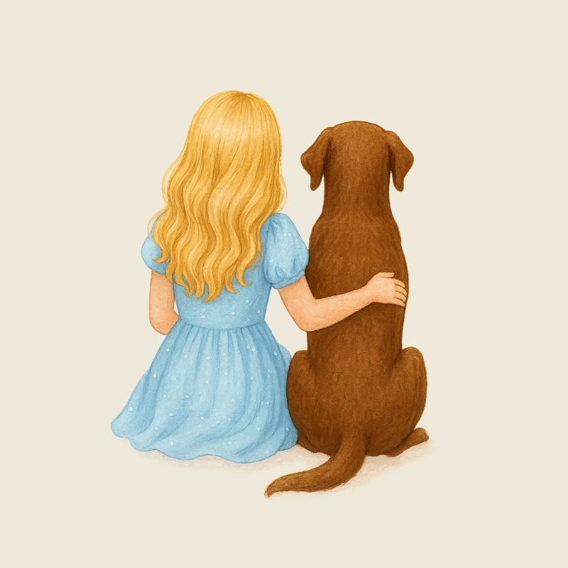 Blonde Frau mit Labrador