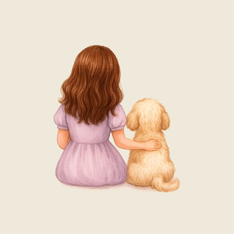 Kleines Mädchen mit Hund