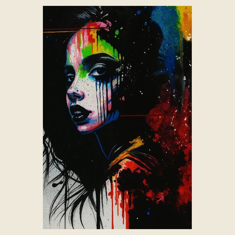 Femme graffiti pop art omikly éclaboussures color