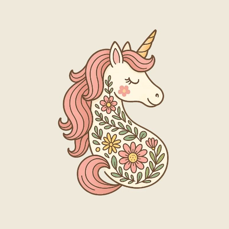 Magisches Einhorn mit Blumen – Zauberhaftes Design