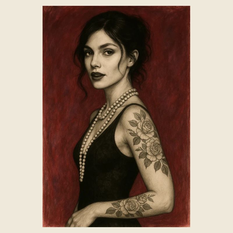 Frau Elegante burgunderfarbene Perlenkette Omikly Art