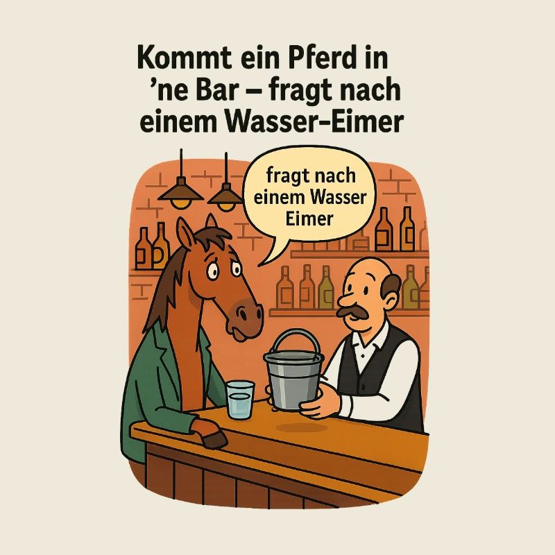 Pferd in Bar Eimer Wasser