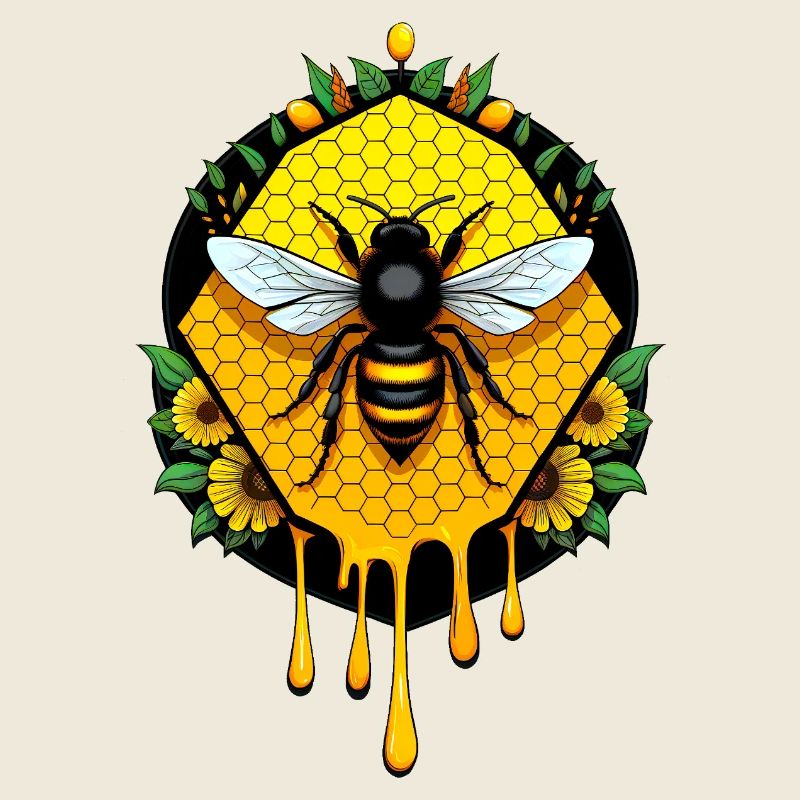 Bee on honeycomb