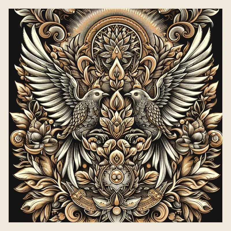 Vogel Mandala mit Blumen