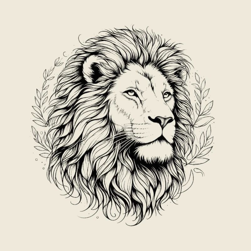 Löwe mit Lorbeerkranz