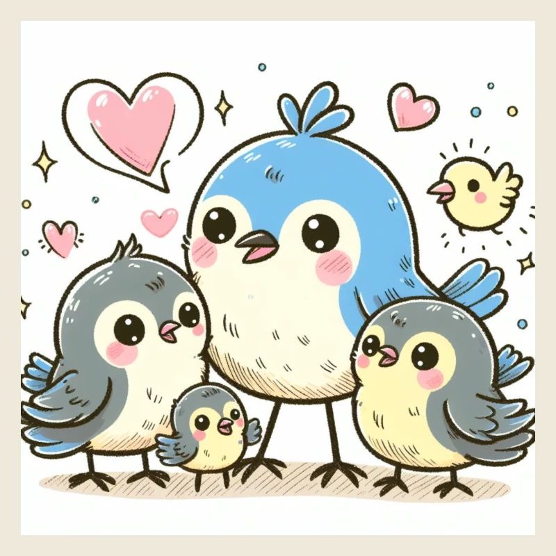 Süße Vogelfamilie