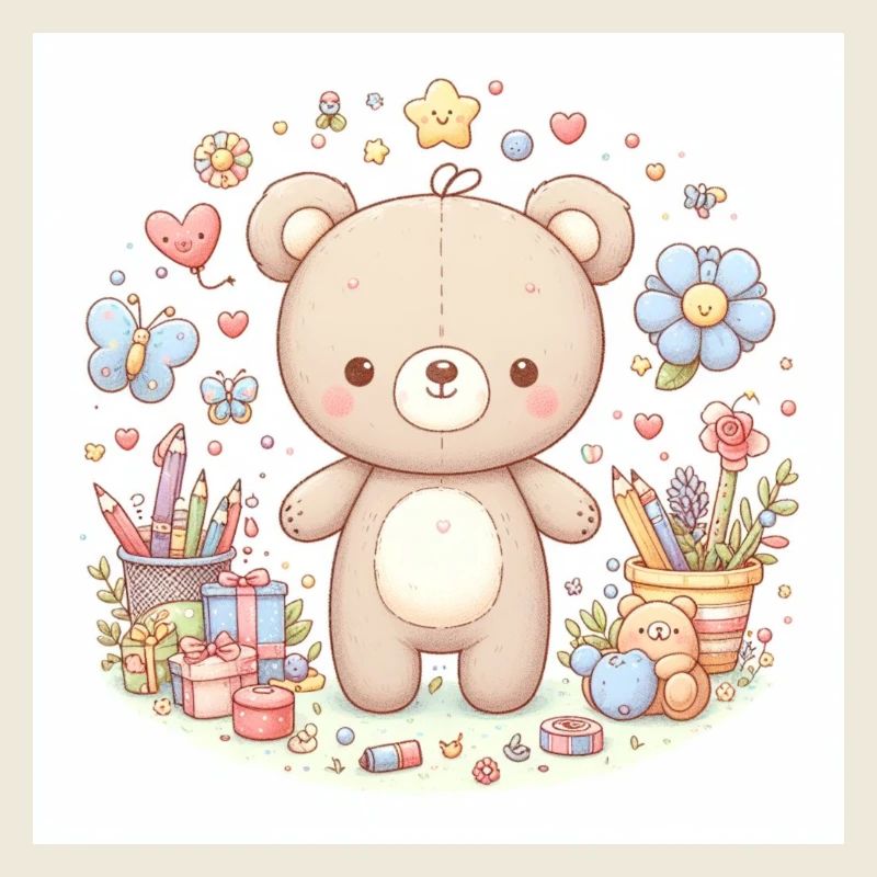 Ours mignon avec des fleurs