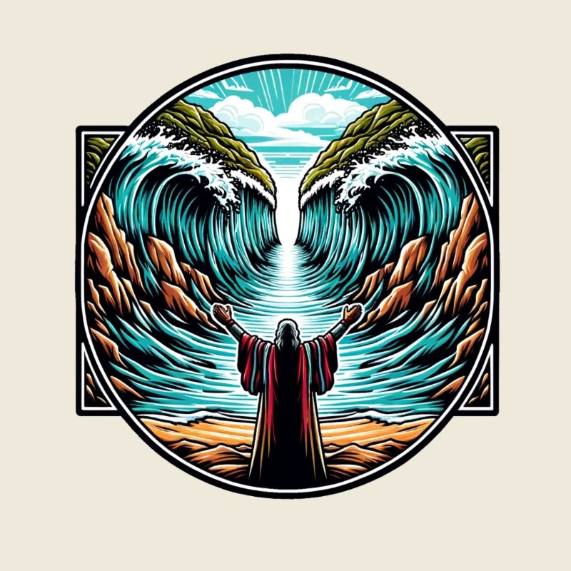 Moses teilt das Meer.