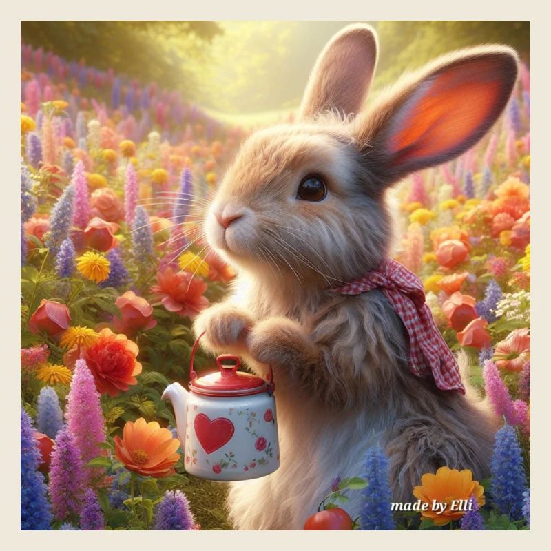 Hase im Blumengarten