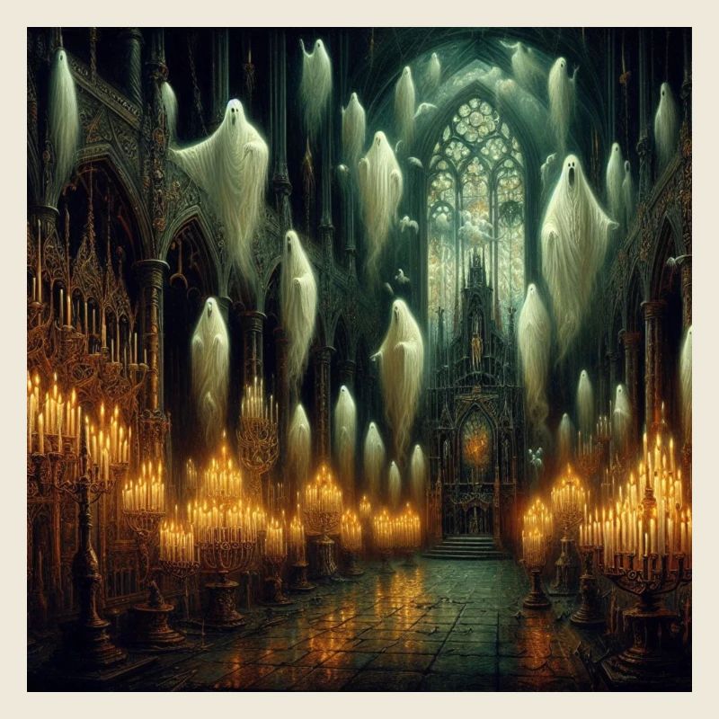 Gothic candle mass with ghosts