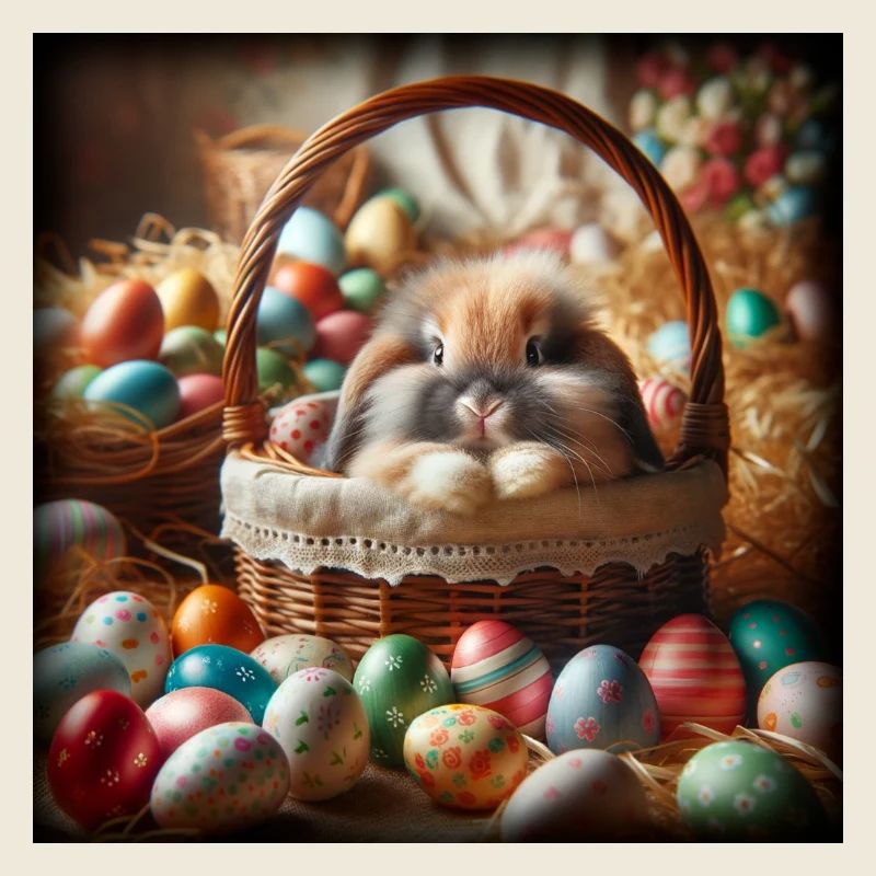 ein süßer hase in einem Korb