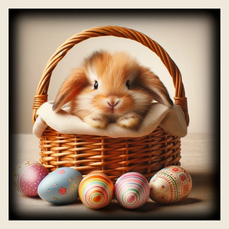 ein süßer hase in einem Korb