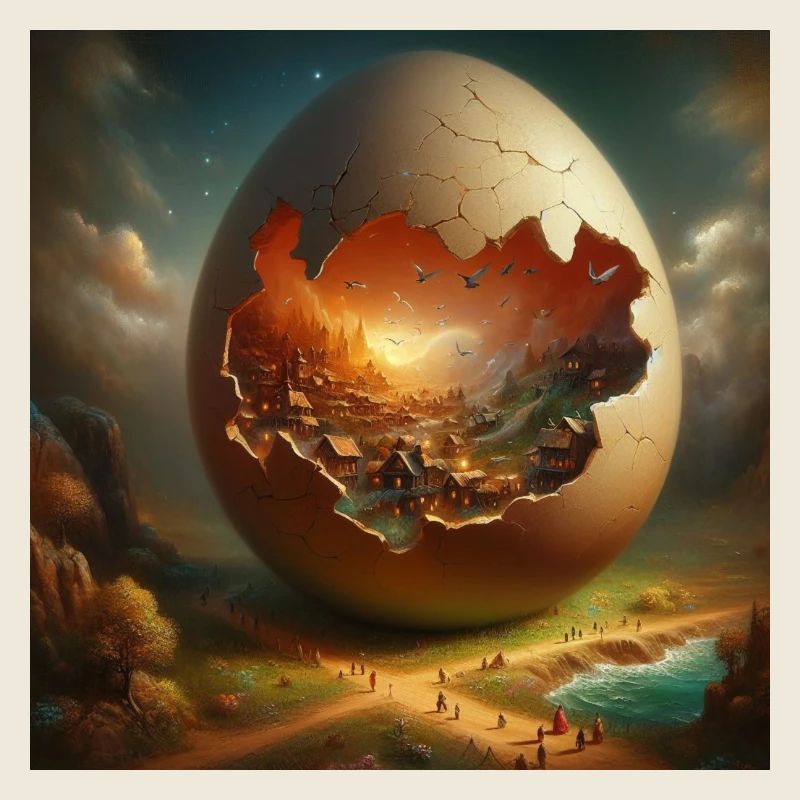 Egg with a city inside