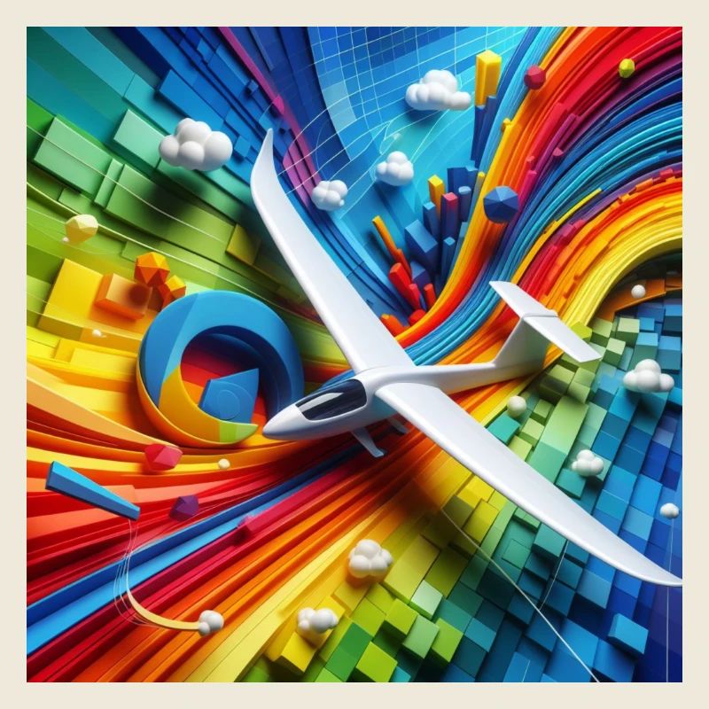 Modellflugzeug auf buntem Hintergrund