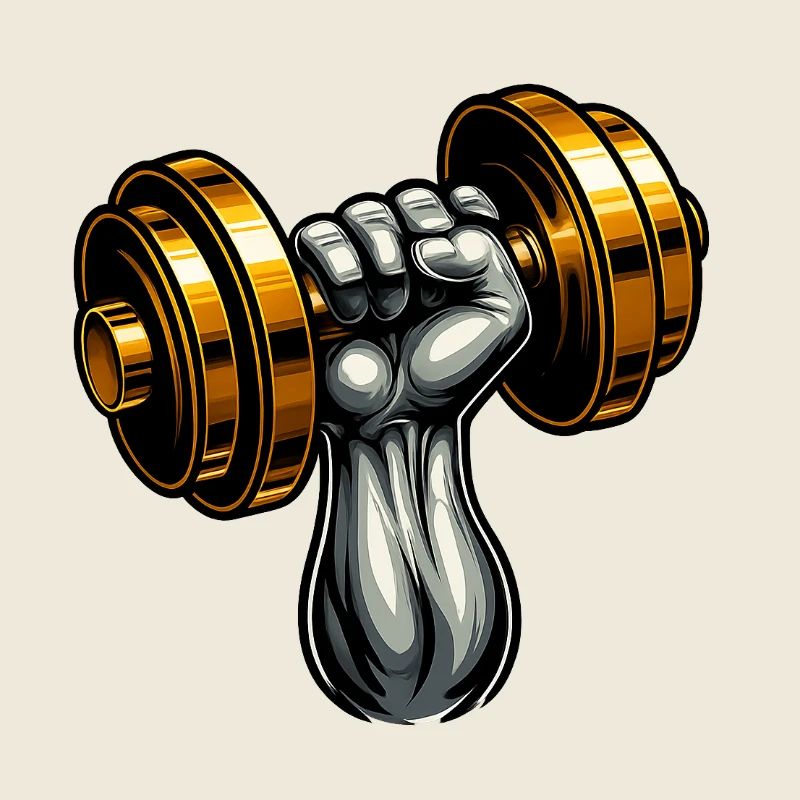 Power Arm mit Gold-Hantel – Gym Style