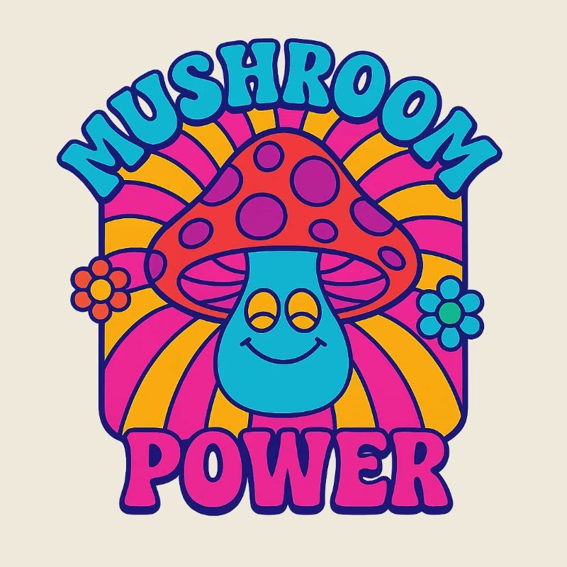 Mushroom Power – Champignon psychédélique dans un style rétro
