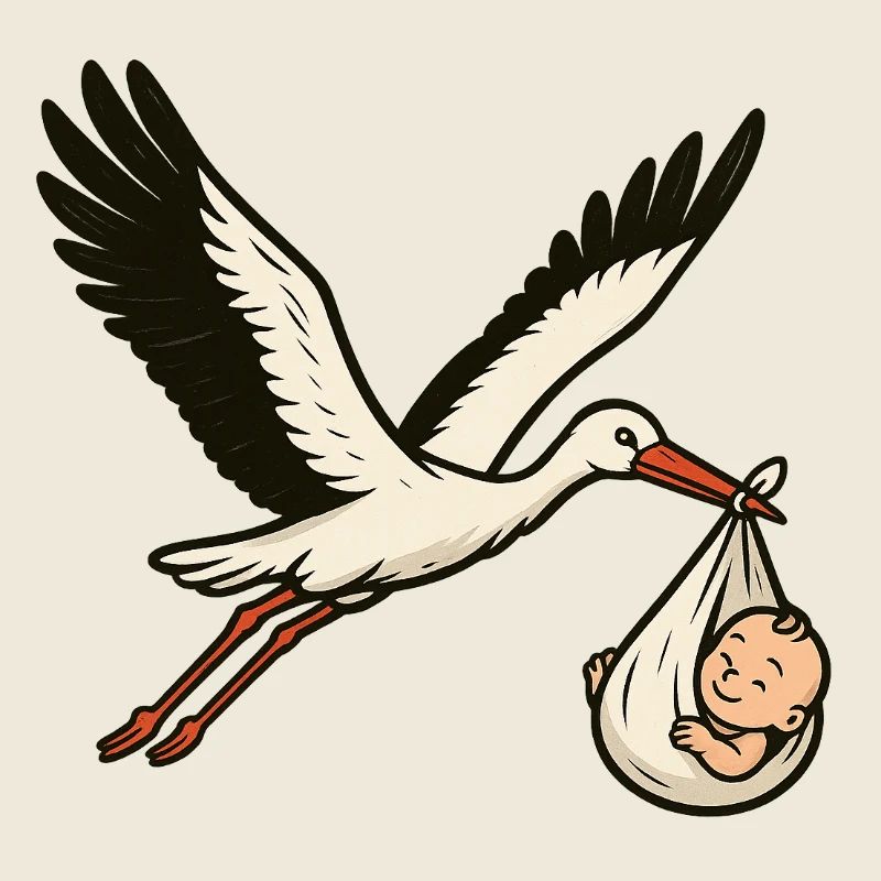 Cigogne blanche avec bébé
