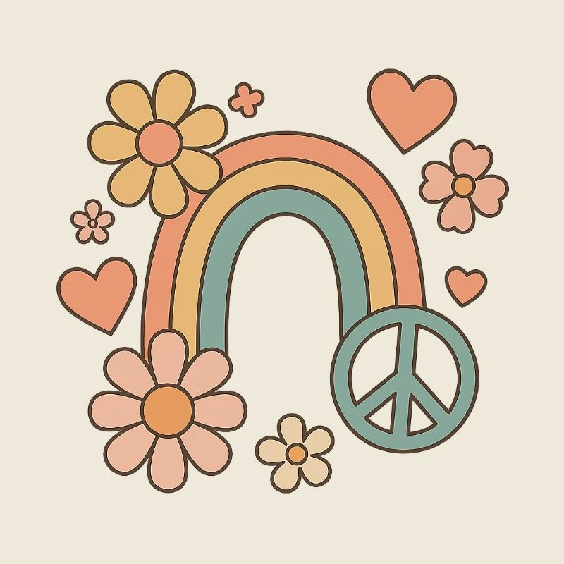 Retro Rainbow Peace – 70s Vibes
