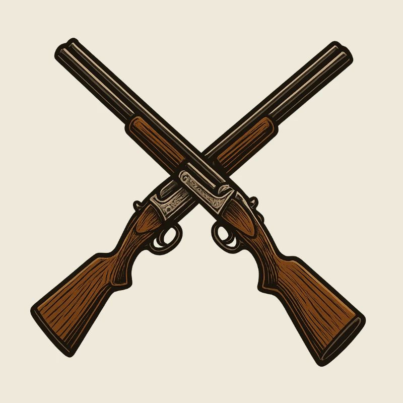 Fusils de chasse croisés rétro