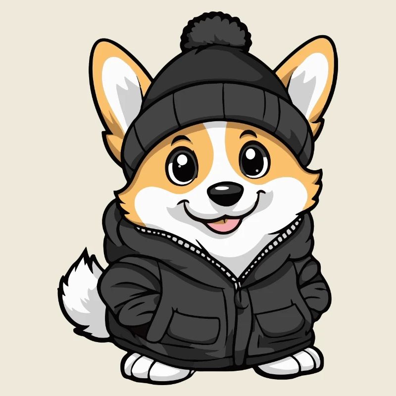 Corgi Hund Winter