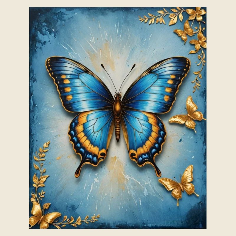 Azurblauer Schmetterling mit Goldakzenten