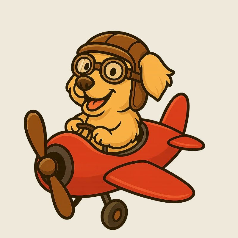 Adventurous dog on the plane