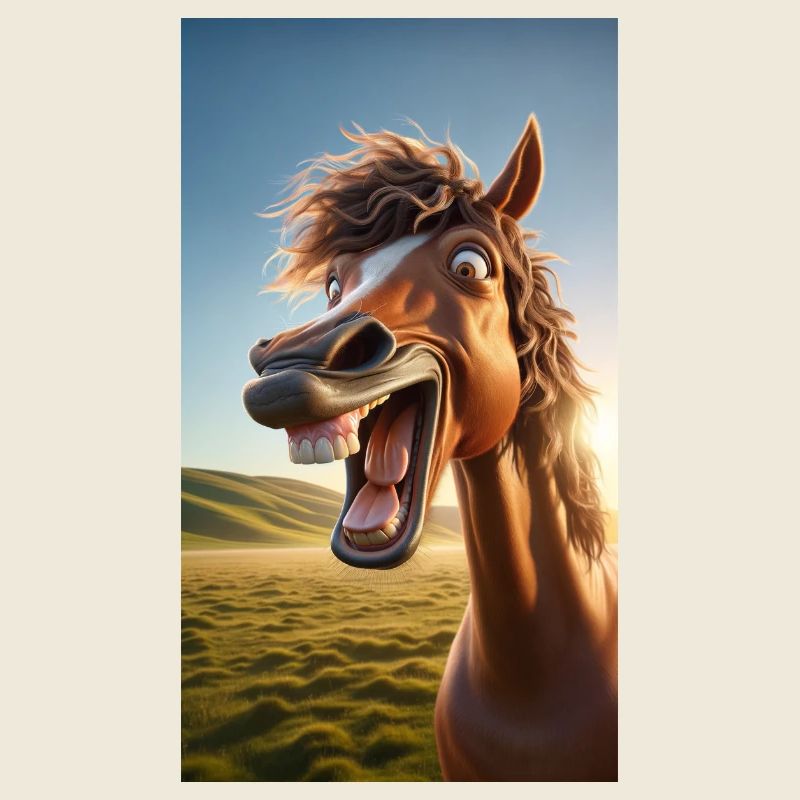 Horse laughing
