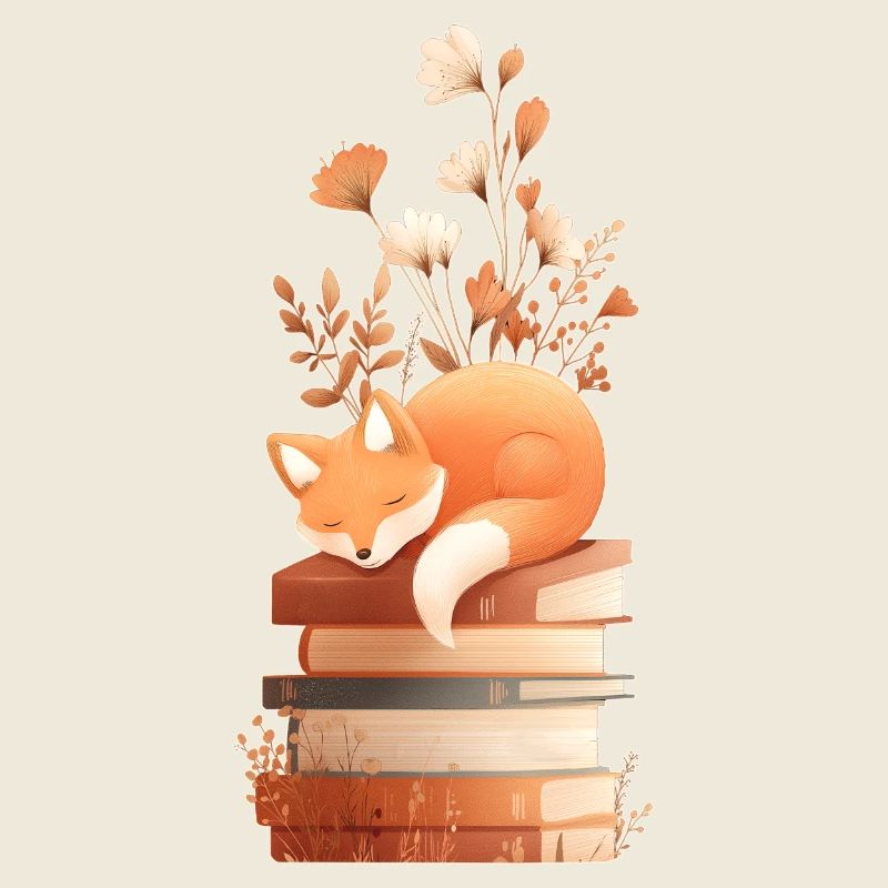 Fuchs auf Bücherstapel