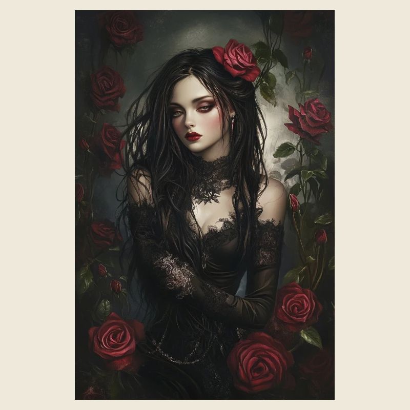 Black elegance with rose accents