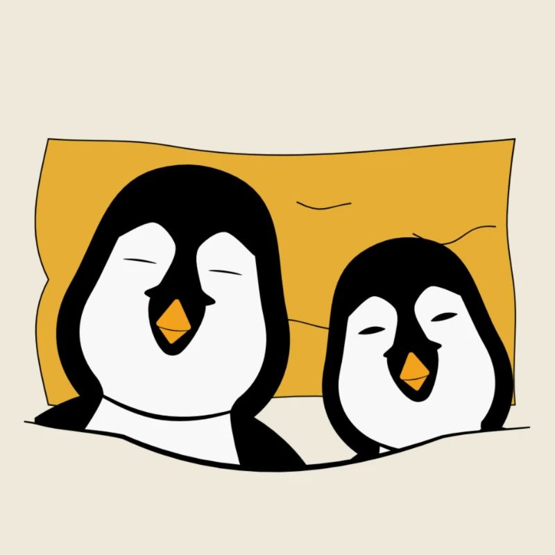 2 pingouins au lit