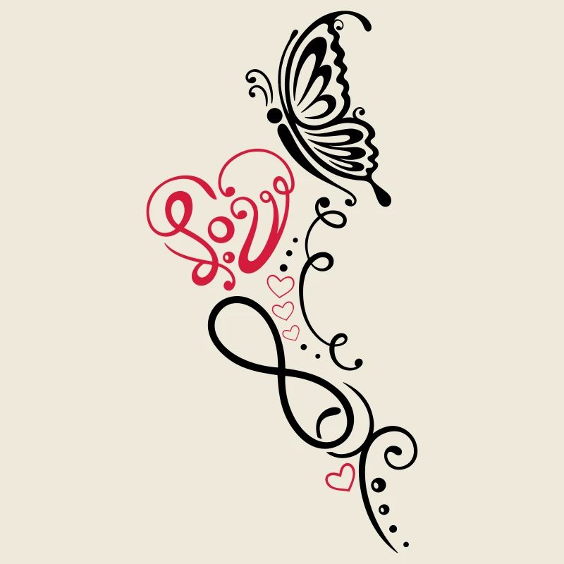 Herz mit Schmetterling, infinity