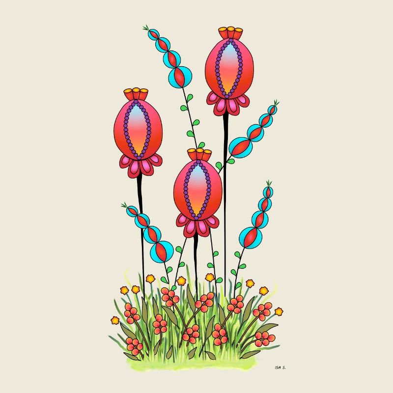 Coquelicot, capsule, dessin, abstrait, coloré, accroche-regard