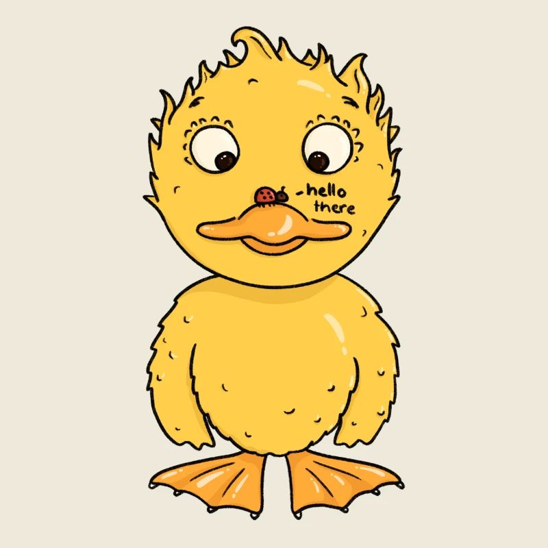 little duck befriends a ladybug